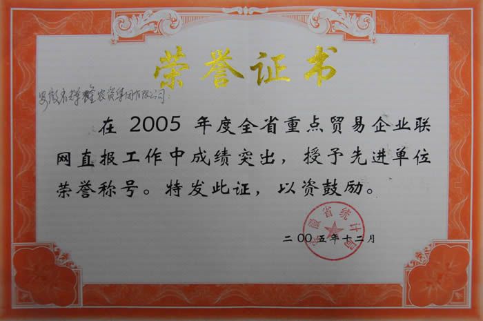 2005年荣誉证书